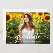 Modern Trendy Calligraphy Photo Afstuderen Aankondiging (Voorkant / Achterkant)