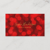 Modern Trendy Calligraphy Ruby Red Bokeh Lights Visitekaartje (Voorkant)