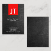 Modern Trendy Chalkboard Red Monogram Visitekaartje (Voorkant / Achterkant)