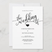 Modern Trendy Classic Black & White Heart Wedding Kaart (Voorkant)