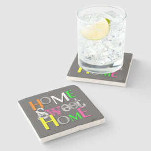 Modern Trendy Colorful Home Sweet Home Stenen Onderzetter