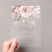 Modern Trendy Designer Dusty Roos Blush Wedding Acryl Uitnodigingen (Insitu (Draagbaar))