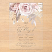 Modern Trendy Designer Dusty Roos Blush Wedding Acryl Uitnodigingen (Voorkant)