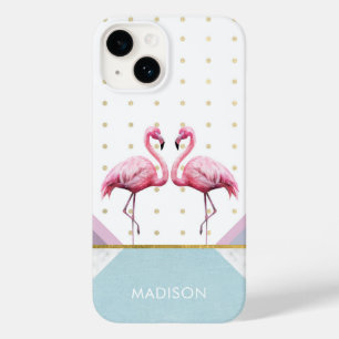 Modern Trendy Flamingo Pink Girly Name Case-Mate iPhone 14 Hoesje