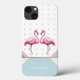 Modern Trendy Flamingo Pink Girly Name iPhone 13 Hoesje