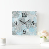 Modern Trendy Floral Pattern Vierkante Klok (Huis)