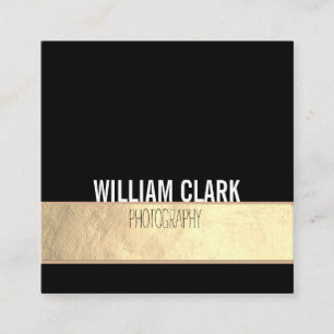 Modern Trendy Gold Foil getextureerd Black Minimal Vierkante Visitekaartje