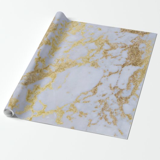 Modern Trendy Goud Glitter Marmer Cadeaupapier (Uitgerold)