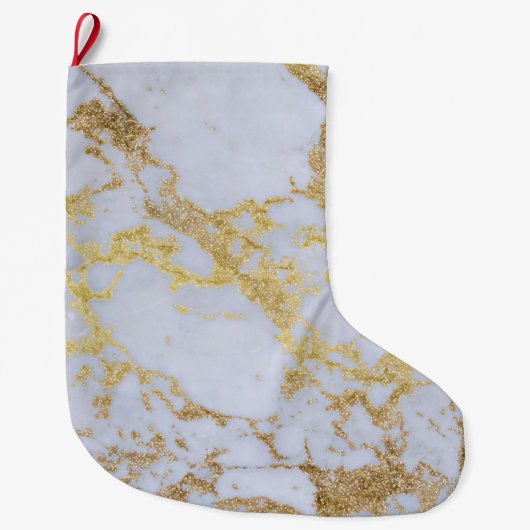 Modern Trendy Goud Glitter Marmer Grote Kerstsok (Voorkant)