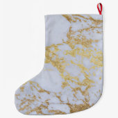 Modern Trendy Goud Glitter Marmer Grote Kerstsok (Achterkant)