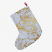 Modern Trendy Goud Glitter Marmer Grote Kerstsok (Achterkant (Hangend))