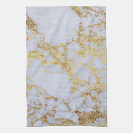 Modern Trendy Goud Glitter Marmer Theedoek (Verticaal)