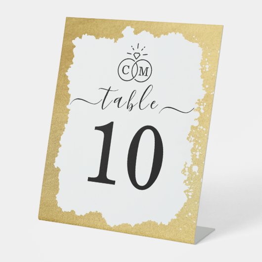 Modern Trendy Goud Lijst Trouwtafel Nummer Reclamebord Met Voetstuk (Voorkant)