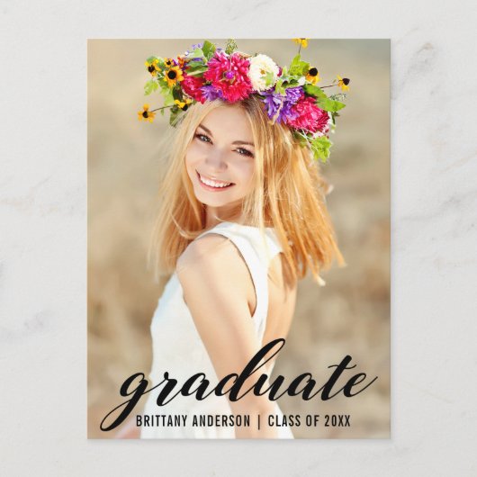 Modern Trendy Graduation Party Photo Invite Uitnodiging Briefkaart (Voorkant)