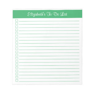 Modern Trendy Green One Column Checklist Notitieblok