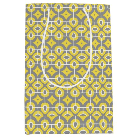 Modern Trendy Grey and White Mosaic Pattern Medium Cadeauzakje (Voorkant)