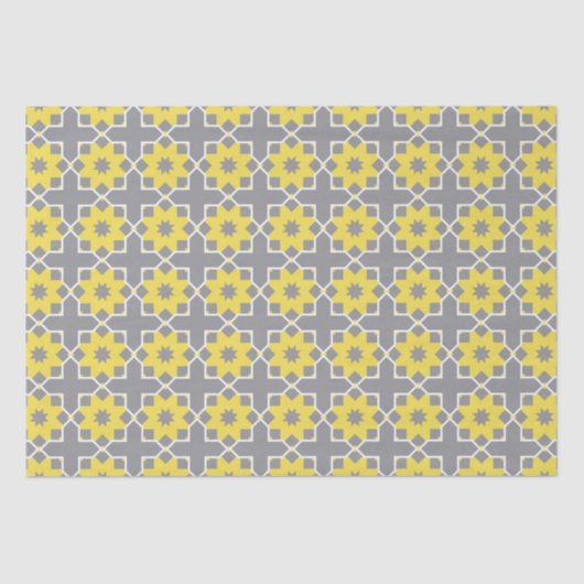 Modern Trendy Grey and Yellow Flowers Tissuepapier (Voorkant)