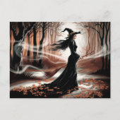 Modern Trendy Halloween Witch in Forest Briefkaart (Voorkant)