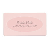 Modern trendy handschrift script Blush Pink White Etiket (Voorkant)