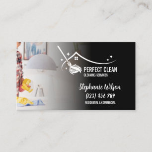Modern Trendy House Cleaning Maid Janitorial Busin Visitekaartje
