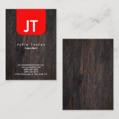 Modern trendy hout rood monogram visitekaartje (Voorkant / Achterkant)