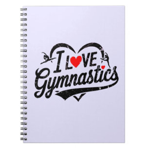 Modern Trendy Ik hou van Gymnastiek Paarse Notitie Notitieboek