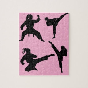 Modern trendy karate / taekwondo / judo roze legpuzzel