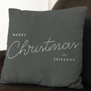 Modern Trendy Kerstmis   Forest Green Dark Dusky Kussen