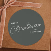 Modern Trendy Kerstmis | Forest Green Dark Dusky Ronde Sticker