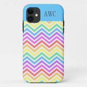 Modern, trendy, koele regenboog chevron iPhone 11 hoesje
