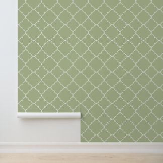 Modern Trendy Licht Groen Quatrefoil Behang
