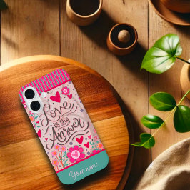 Modern trendy liefde citaat harten inspiratie naam iPhone 16 hoesje