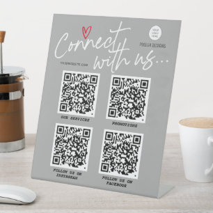 Modern trendy logo script QR code networking sign Reclamebord Met Voetstuk