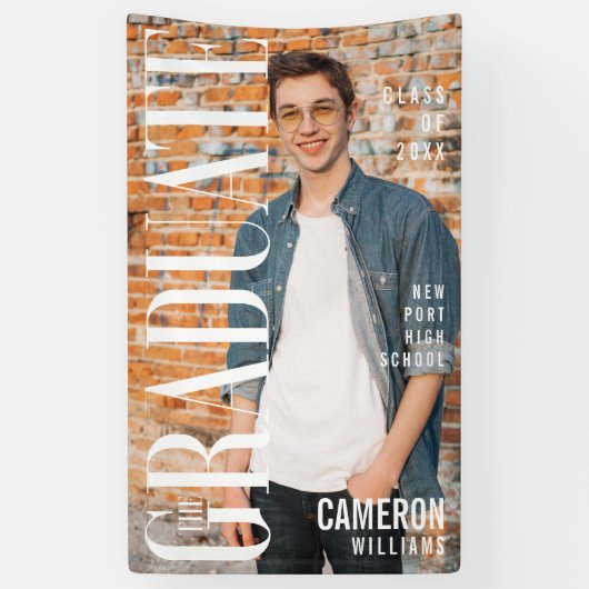 Modern Trendy Magazine Hoesje Foto Afstuderen Spandoek (Verticaal)