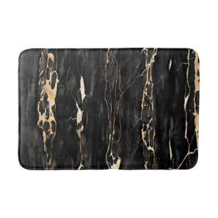 Modern Trendy Marble Pattern in Black Gold Grey Badmat