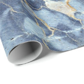 Modern Trendy Marble Pattern in Blue Gold Grey Cadeaupapier (Rol Hoek)