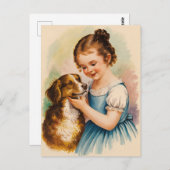 Modern trendy meisje en hond briefkaart (Voorkant / Achterkant)