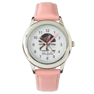 Modern trendy meisje spelen ijshockey gepersonalis horloge