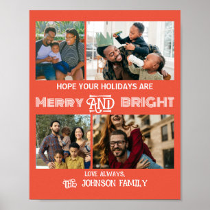 Modern trendy Merry and Bright Family Foto Poster