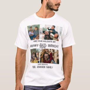 Modern trendy Merry and Bright Family Foto T-shirt
