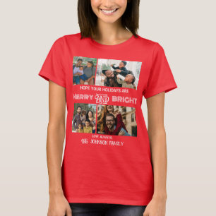 Modern trendy Merry and Bright Family Foto T-shirt