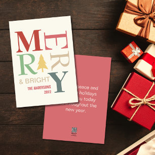 Modern Trendy Merry en helder minimalistisch kleur Feestdagenkaart