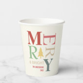 Modern Trendy Merry en helder minimalistisch kleur Papieren Bekers (Achterkant)