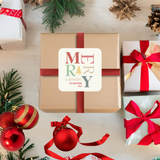 Modern Trendy Merry en helder minimalistisch kleur Vierkante Sticker