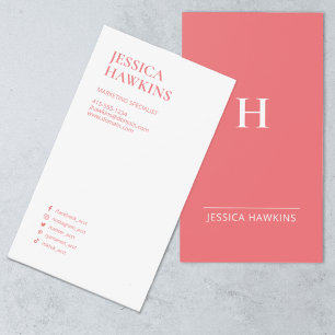 Modern Trendy Modern Monogram Social Media Koraal Visitekaartje