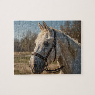 Modern trendy mooi wit paard legpuzzel