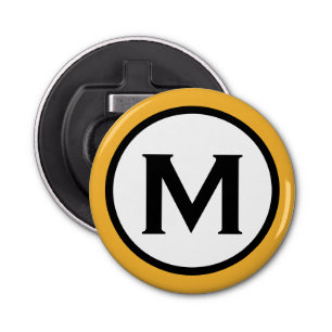 Modern Trendy Mustard Yellow Monogram Button Flesopener