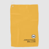 Modern Trendy Mustard Yellow Monogram Golfhanddoek (Voorkant)