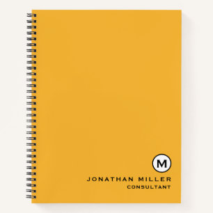 Modern Trendy Mustard Yellow Monogram Hardcover Notitieboek
