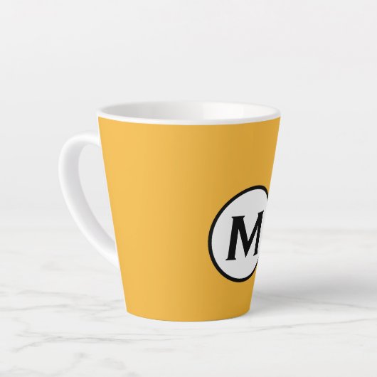 Modern Trendy Mustard Yellow Monogram Latte Mok (Linkerhoek)